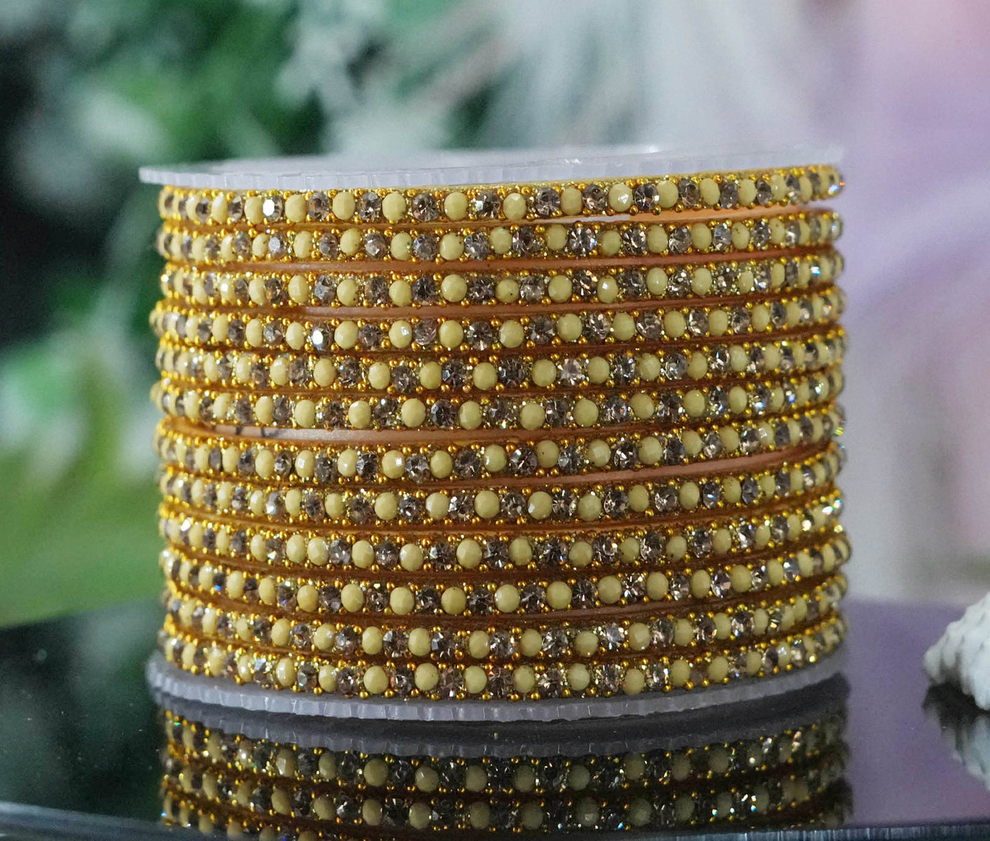 Glass Bangles with Beads Studded for Women & Girls | Multiple Color Chudiyan (Pack of 12 Bangles)