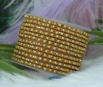 Glass Bangles with Beads Studded for Women & Girls | Multiple Color Chudiyan (Pack of 12 Bangles)