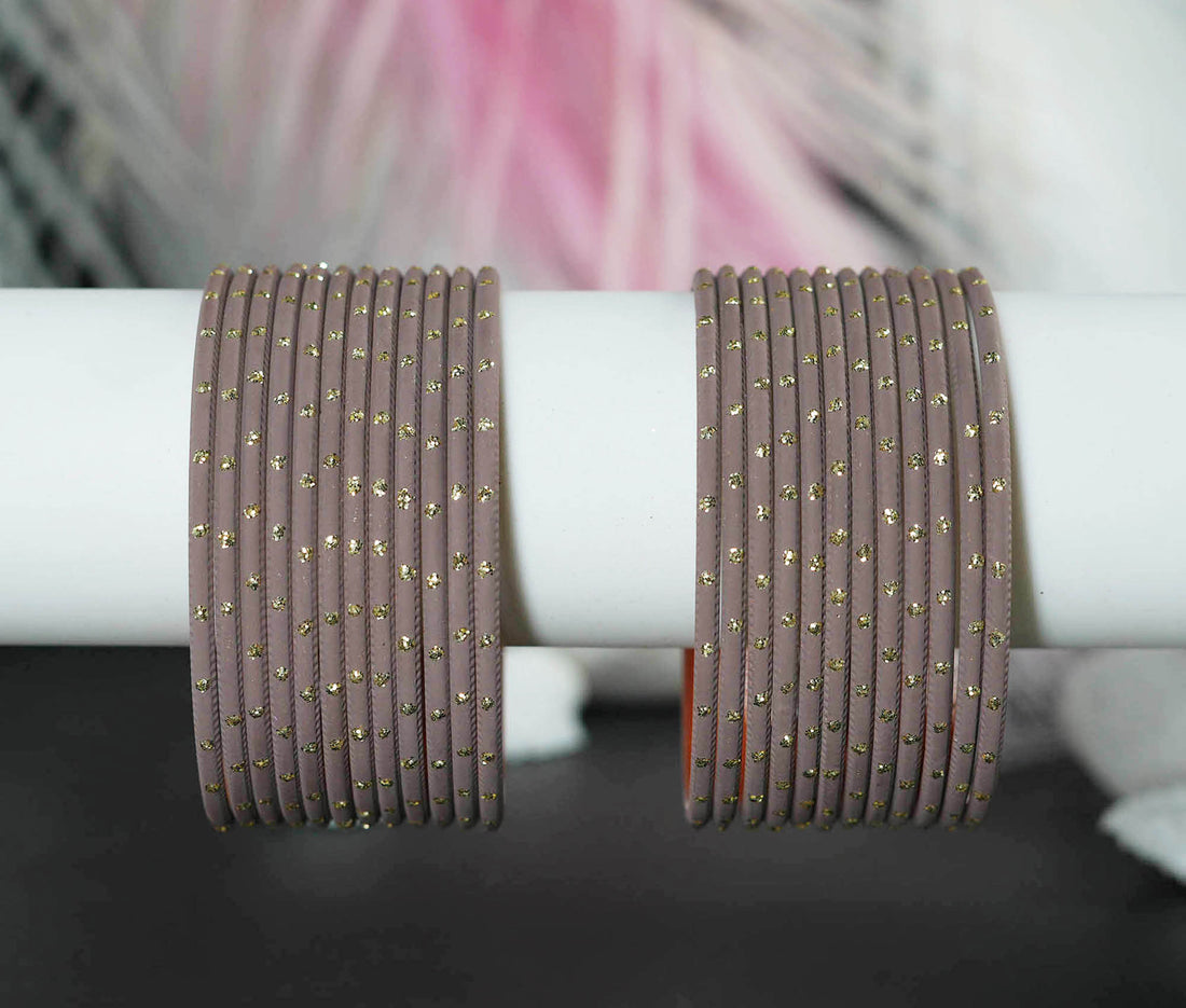 Biscuit Dot Design Matte Finish Metal Bangle for Women & Girls (Pack of 24)