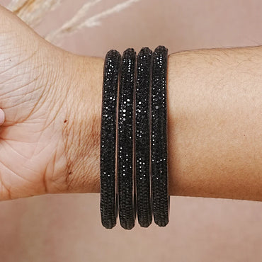 Handmade Designer Beads Work Glass Kada Bangles for Women & Girls (Pack of 4)