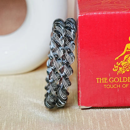 Glossy Finish Spiral Look Glass Kada Bangle for Women & Girls (Pack of 2)