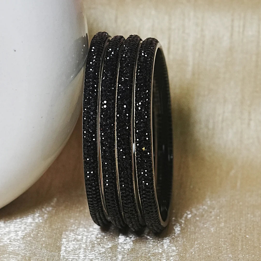 Handmade Designer Beads Work Glass Kada Bangles for Women & Girls (Pack of 4)