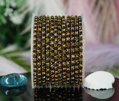 Glass Bangles with Beads Studded for Women & Girls | Multiple Color Chudiyan (Pack of 12 Bangles)