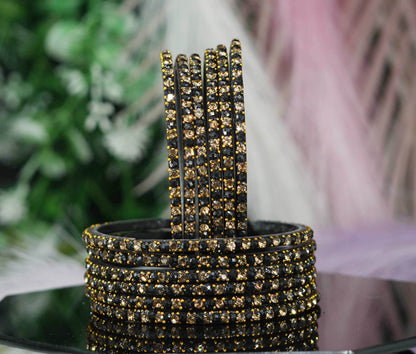 Glass Bangles with Beads Studded for Women & Girls | Multiple Color Chudiyan (Pack of 12 Bangles)