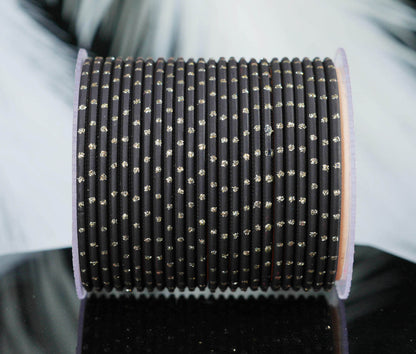 Black Dot Design Matte Finish Metal Bangle for Women & Girls (Pack of 24)