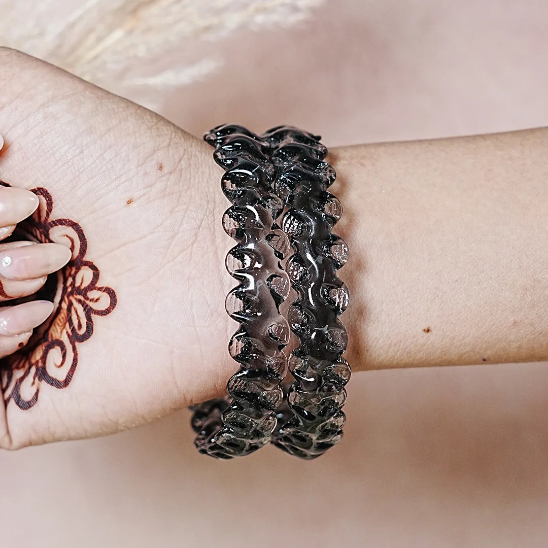 Unique Design "Sitara Glass Kada" Bangles with Glossy Finish for Women & Girls (Pack of 2)
