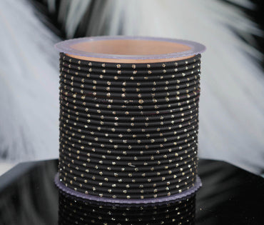Black Dot Design Matte Finish Metal Bangle for Women & Girls (Pack of 24)