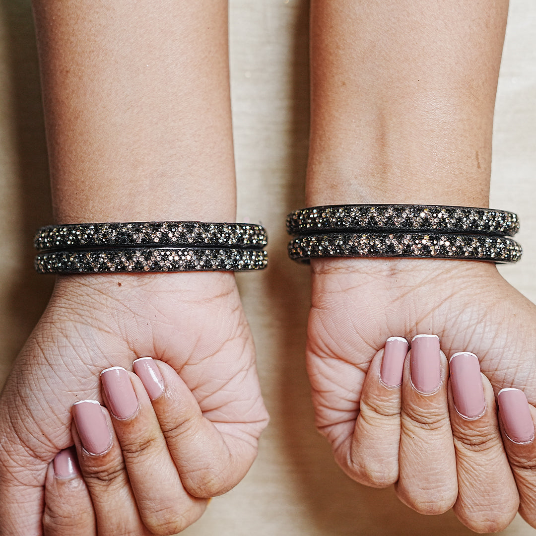 Handmade Beaded Work Glass Kada Bangles for Women & Girls (Pack of 4 Kada)