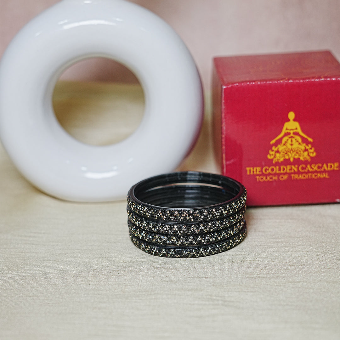 Handmade Beaded Work Glass Kada Bangles for Women & Girls (Pack of 4 Kada)