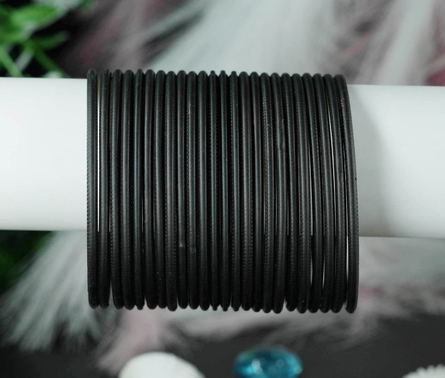 Black Color Plain Matte Metal Bangles for Women & Girls (Pack of 24)