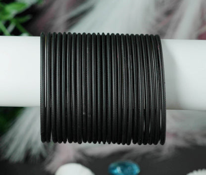 Black Color Plain Matte Metal Bangles for Women & Girls (Pack of 24)