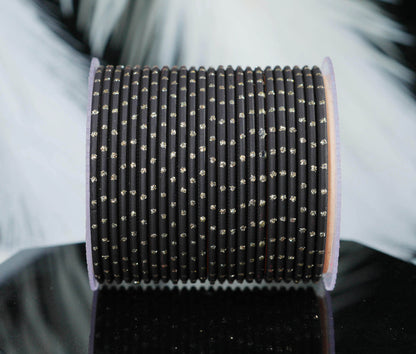 Black Dot Design Matte Finish Metal Bangle for Women & Girls (Pack of 24)