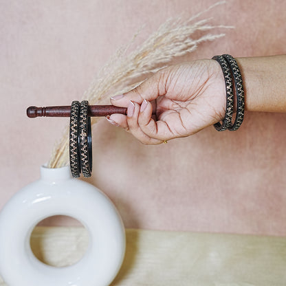 Handmade Beaded Work Glass Kada Bangles for Women & Girls (Pack of 4 Kada)