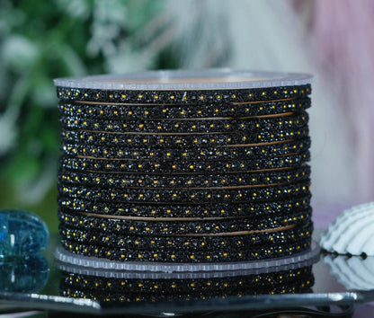 Glass Bangle with Golden Ball Studded for Women & Girls (Pack of 12 Bangles)