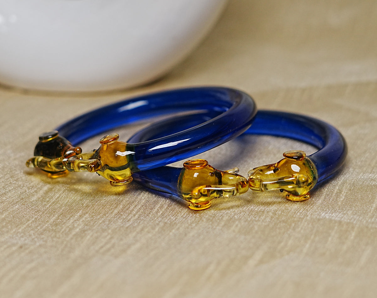Multiple Color Elephant Design Glass Kada for Women & Girls (Pack of 2 Kada)