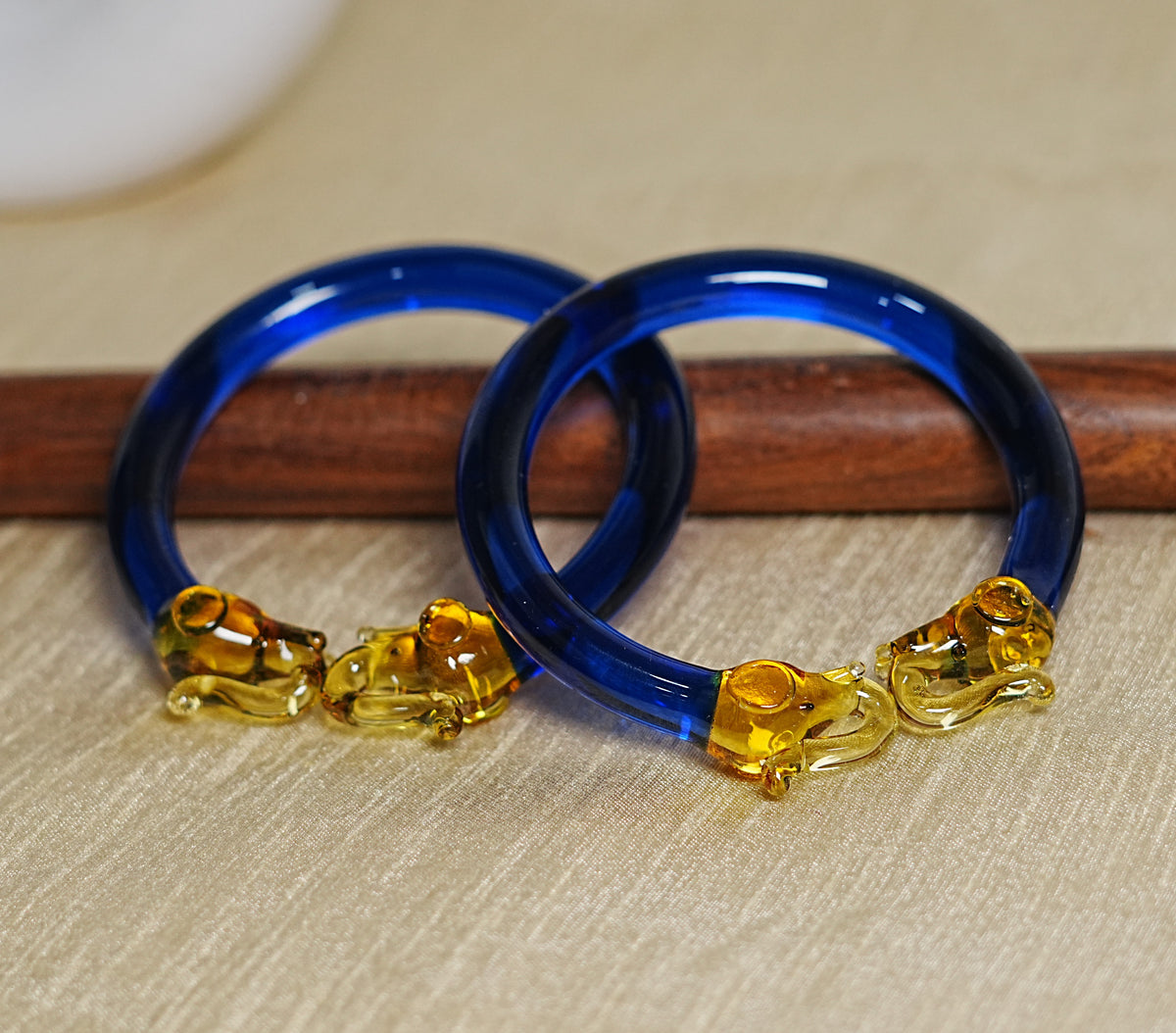 Multiple Color Elephant Design Glass Kada for Women & Girls (Pack of 2 Kada)