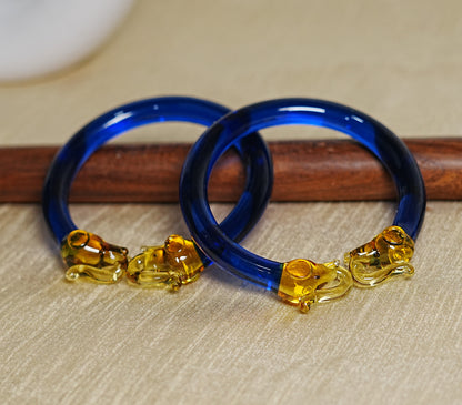 Multiple Color Elephant Design Glass Kada for Women & Girls (Pack of 2 Kada)