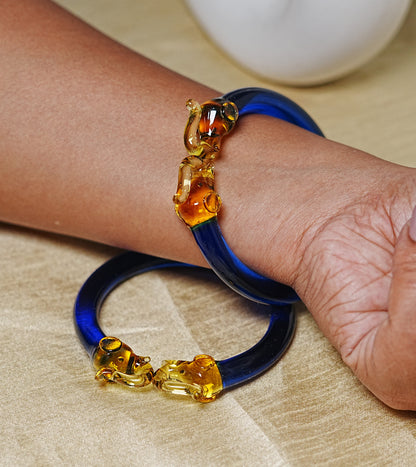 Multiple Color Elephant Design Glass Kada for Women & Girls (Pack of 2 Kada)