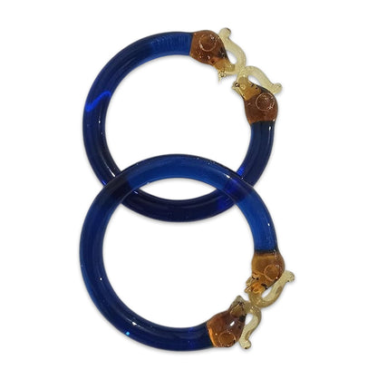 Multiple Color Elephant Design Glass Kada for Women & Girls (Pack of 2 Kada)