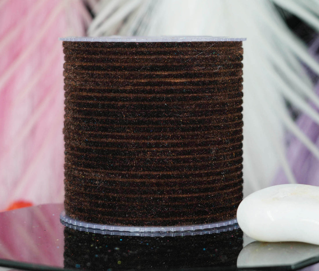 Brown Velvet Metal Bangles for Women & Girls (Pack of 24)
