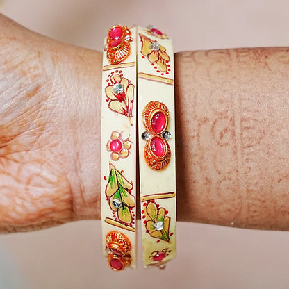 Traditional Meenakari Work Acrylic Kada Bangle for Women (Pack of 2)