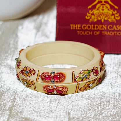 Traditional Meenakari Work Acrylic Kada Bangle for Women (Pack of 2)