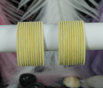 Cream Velvet Metal Bangles for Women & Girls (Pack of 24)
