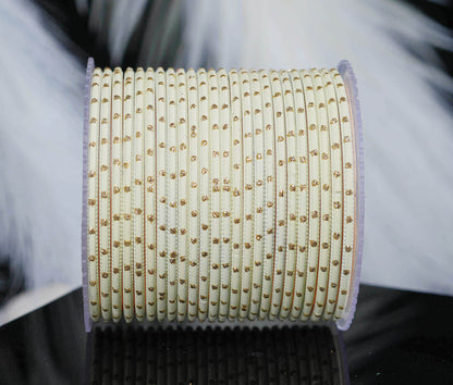 Cream Dot Design Matte Finish Metal Bangle for Women & Girls (Pack of 24)