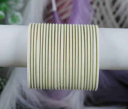 Cream Color Plain Matte Metal Bangles for Women & Girls (Pack of 24)