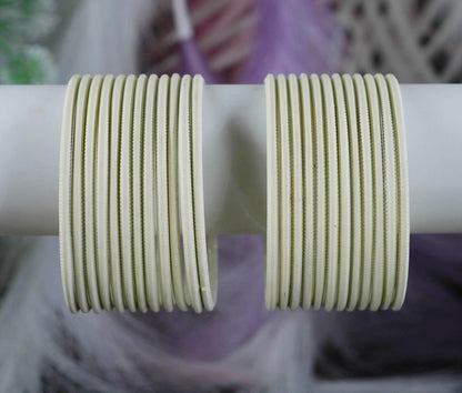 Cream Color Plain Matte Metal Bangles for Women & Girls (Pack of 24)