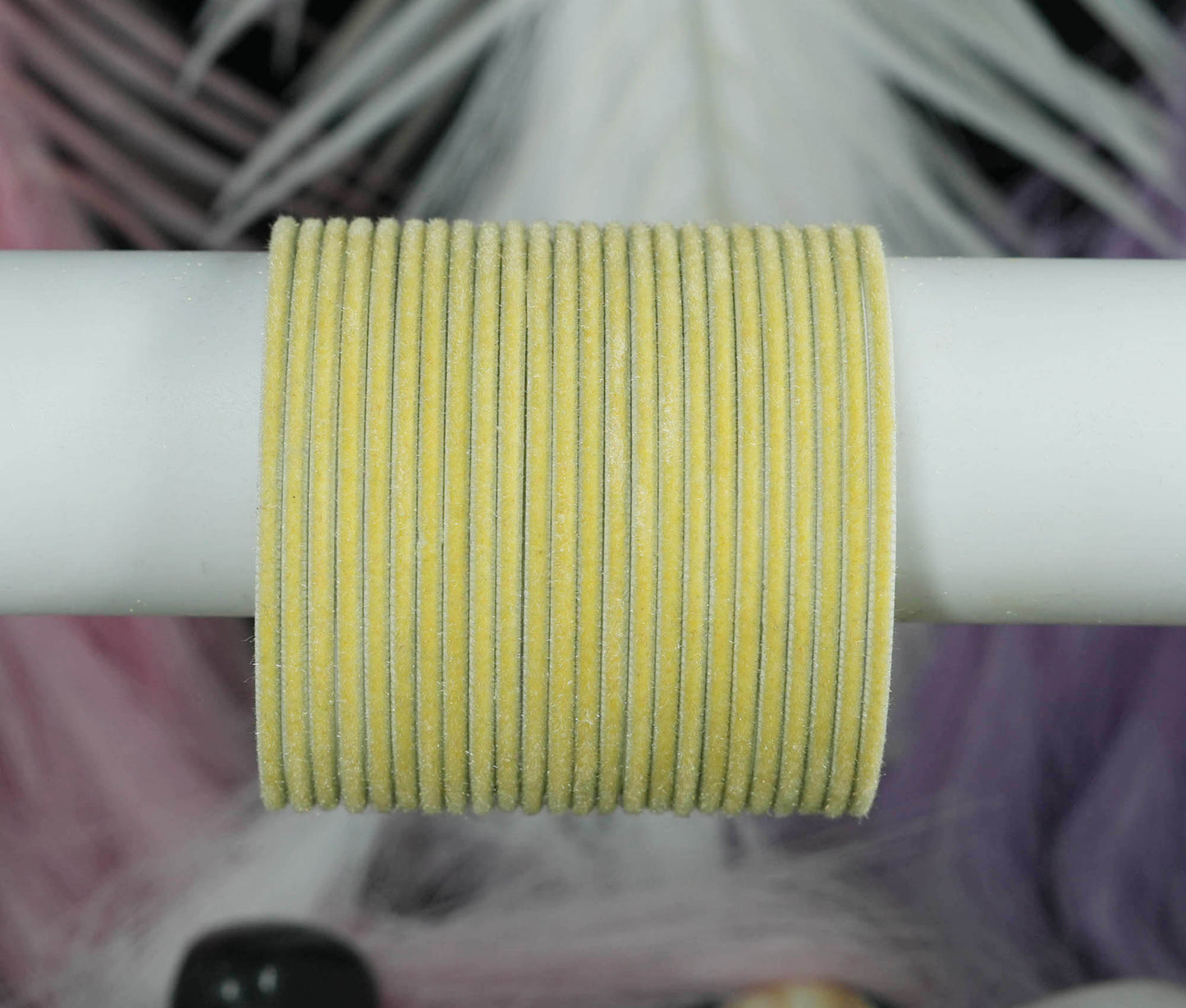 Cream Velvet Metal Bangles for Women & Girls (Pack of 24)