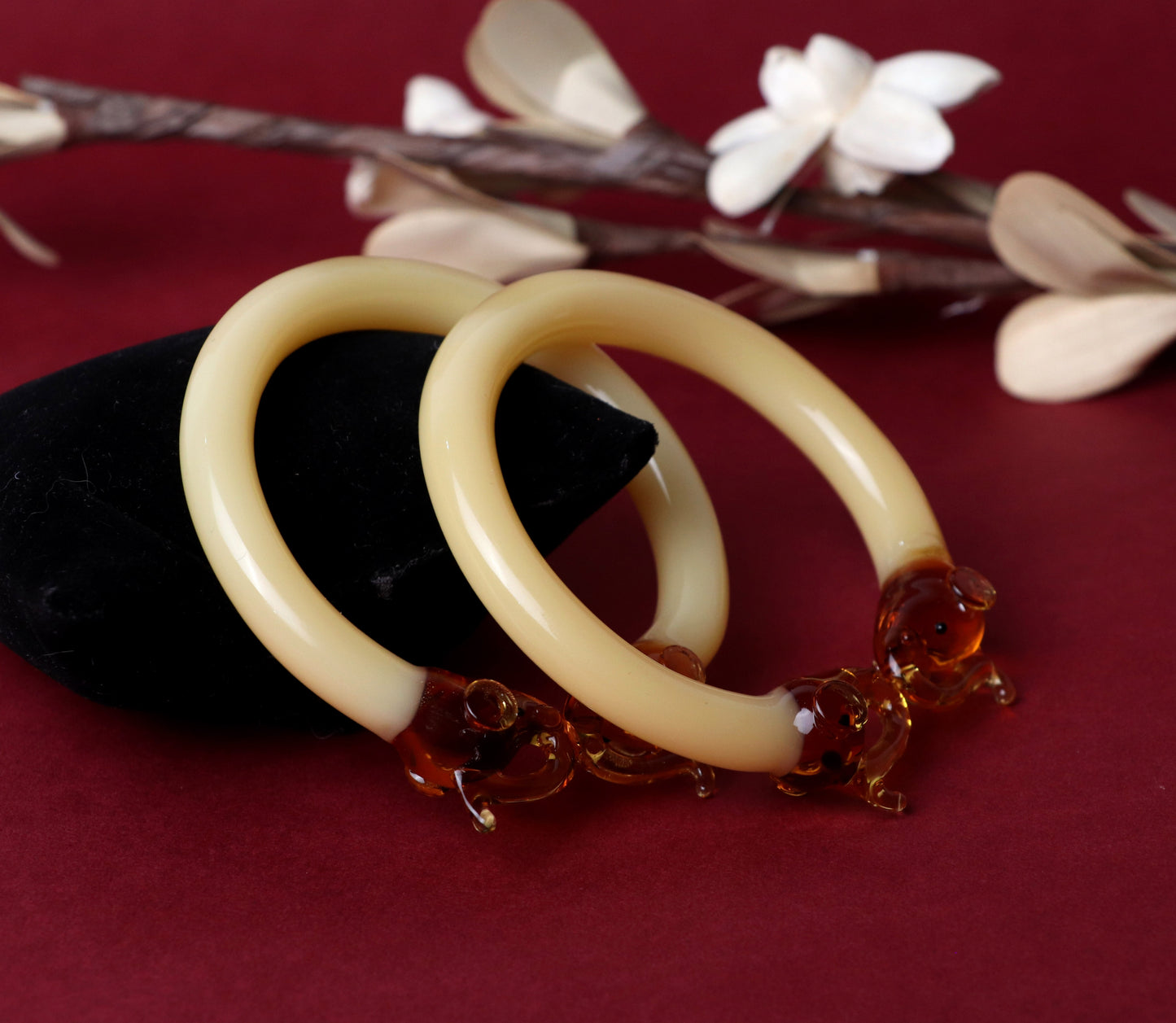 Multiple Color Elephant Design Glass Kada for Women & Girls (Pack of 2 Kada)