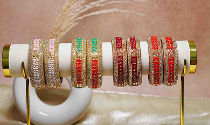 Traditional Wide Glass Kada with Beads Studded Design for Women & Girls (Pack of 2)