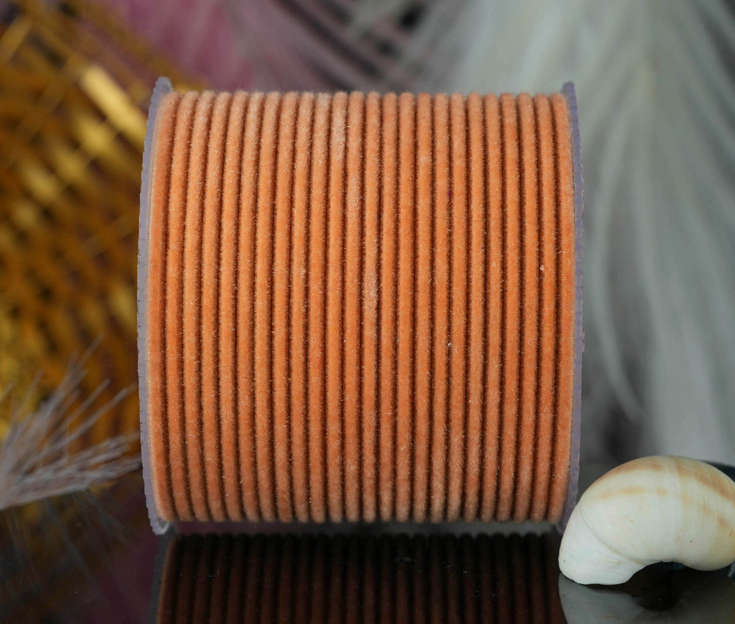 Peach Color Velvet Metal Bangles for Women & Girls (Pack of 24)