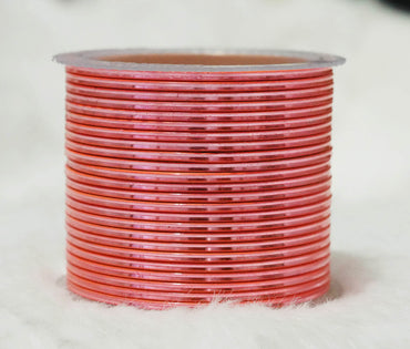 Peach Color Glossy Metal Bangle for Women & Girls (Pack of 24)