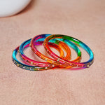 Glass Kada Bangles for Women & Girls | Meenakari with Stone Work (Pack of 4 kada)