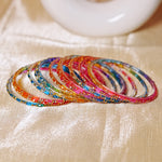 Multiple Color Glass Bangle with Beads Studded for Women & Girls (Pack of 12 Bangles)
