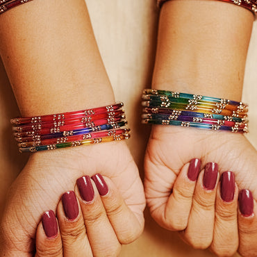 Beautiful Glass Bangles for Women & Girls (Pack of 12 Bangles)