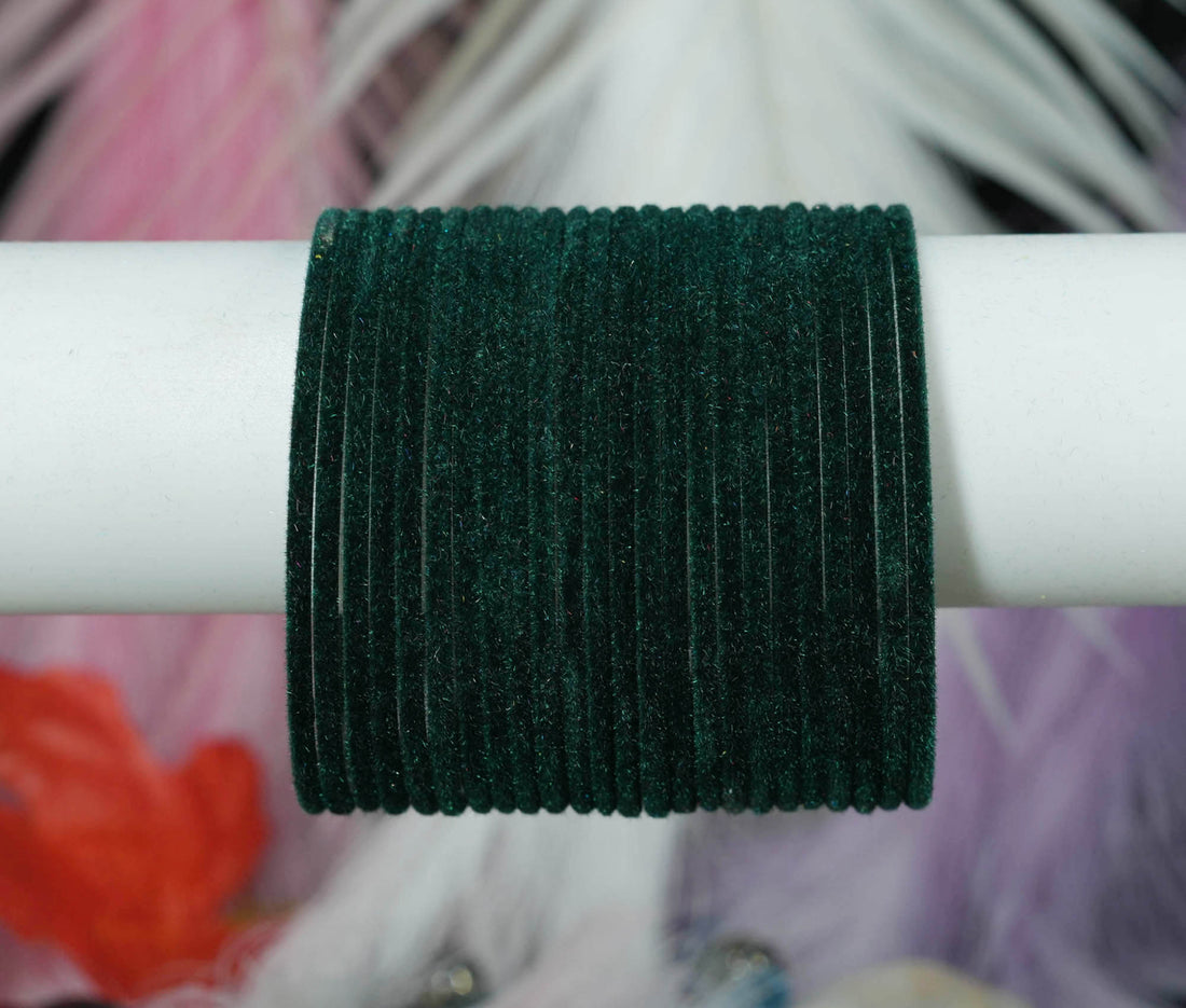 Fancy Velvet Metal Bangles for Women | Multiple Color Traditional Chudiyan for Ladies