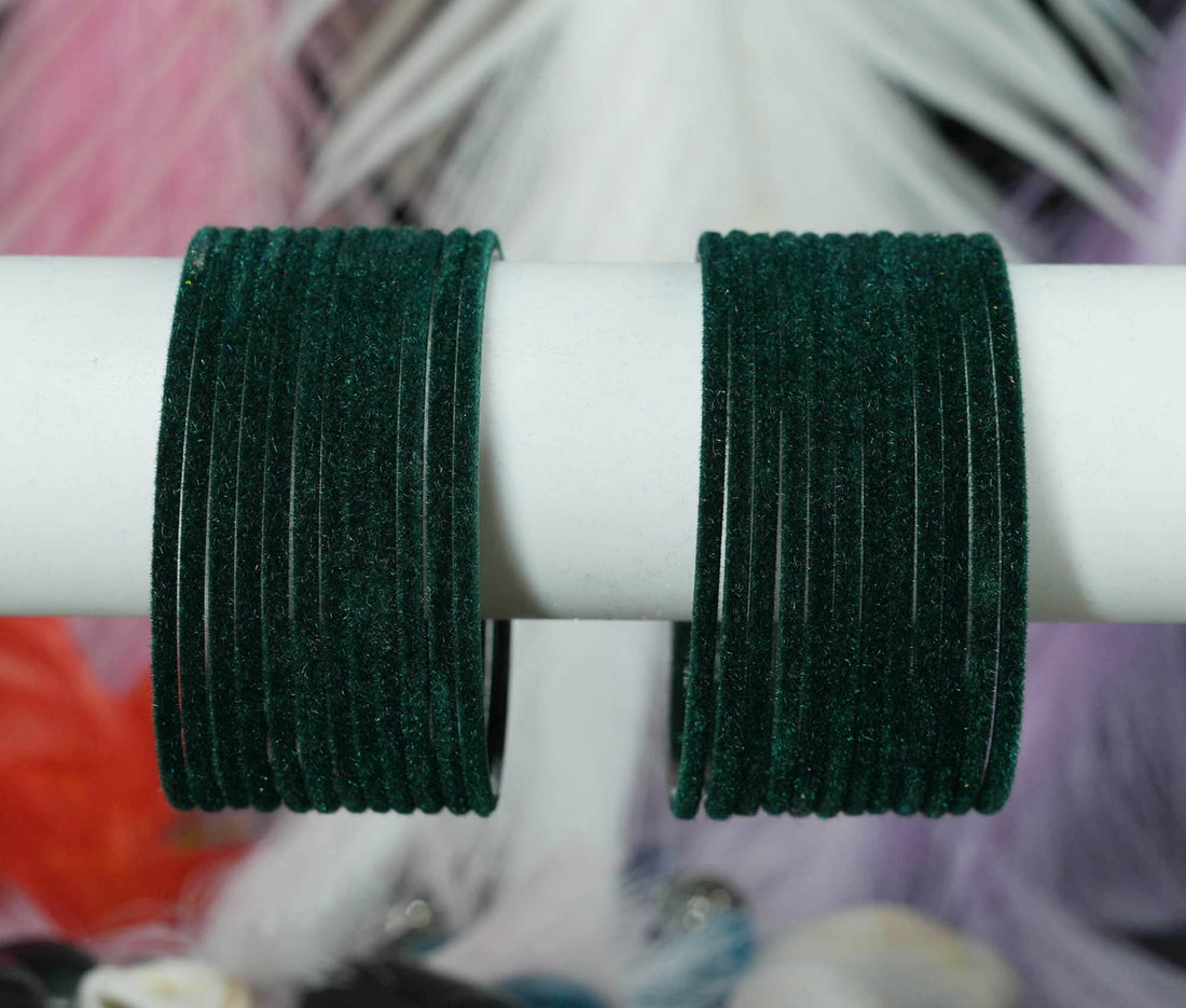 Fancy Velvet Metal Bangles for Women | Multiple Color Traditional Chudiyan for Ladies