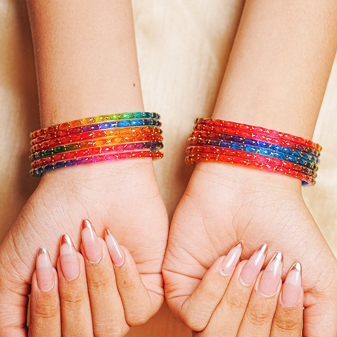 Raindrop Glass Bangle for Women (Pack of 12 Bangles)