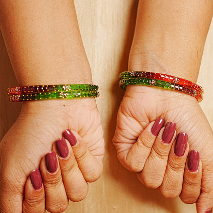 Stylish Glass Kada for Women & Girls (Pack of 4 Kada)