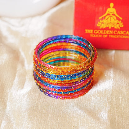 Raindrop Glass Bangle for Women (Pack of 12 Bangles)