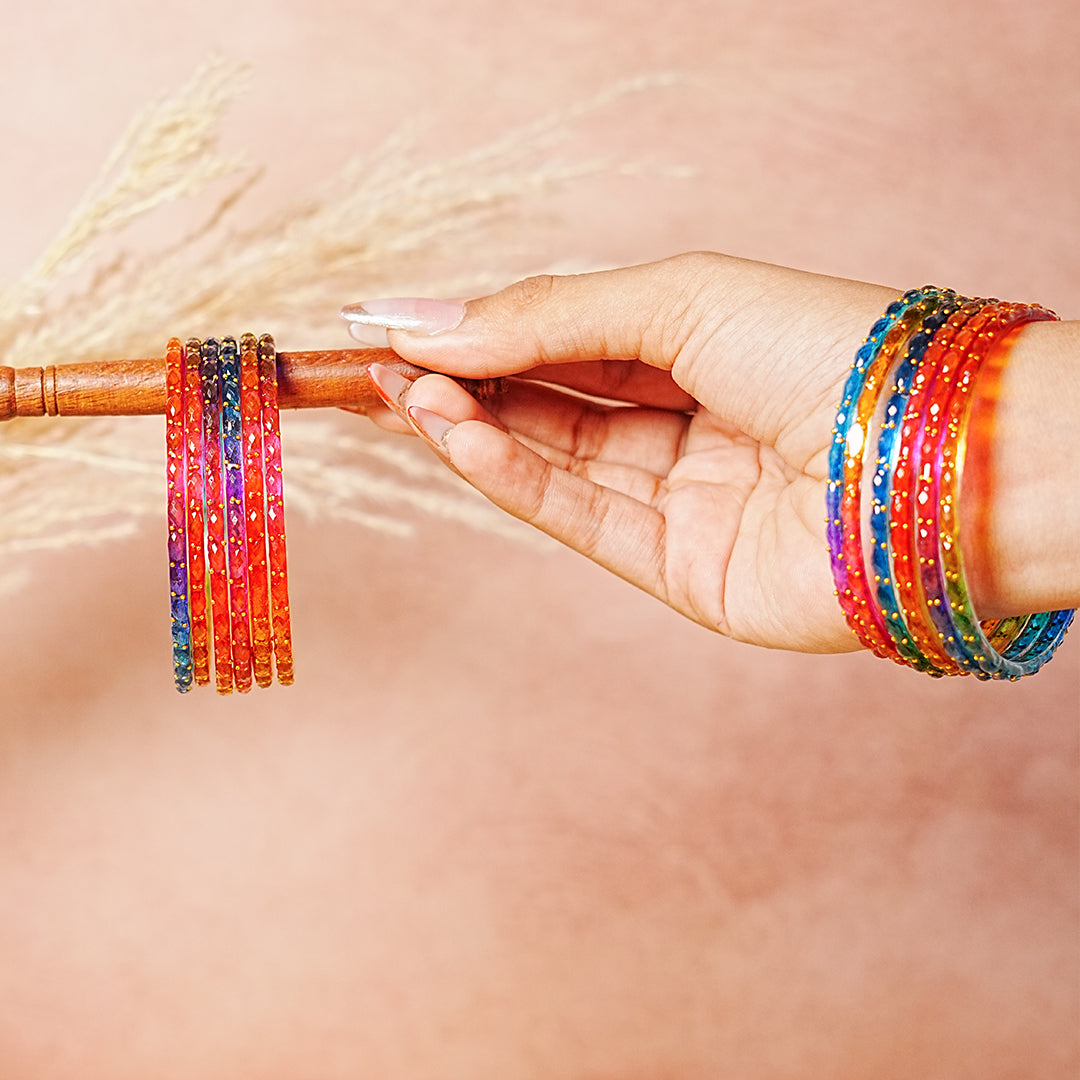 Raindrop Glass Bangle for Women (Pack of 12 Bangles)