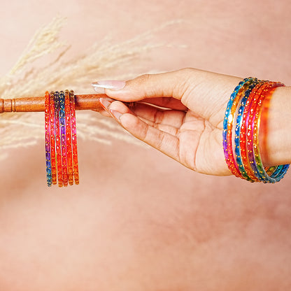 Raindrop Glass Bangle for Women (Pack of 12 Bangles)