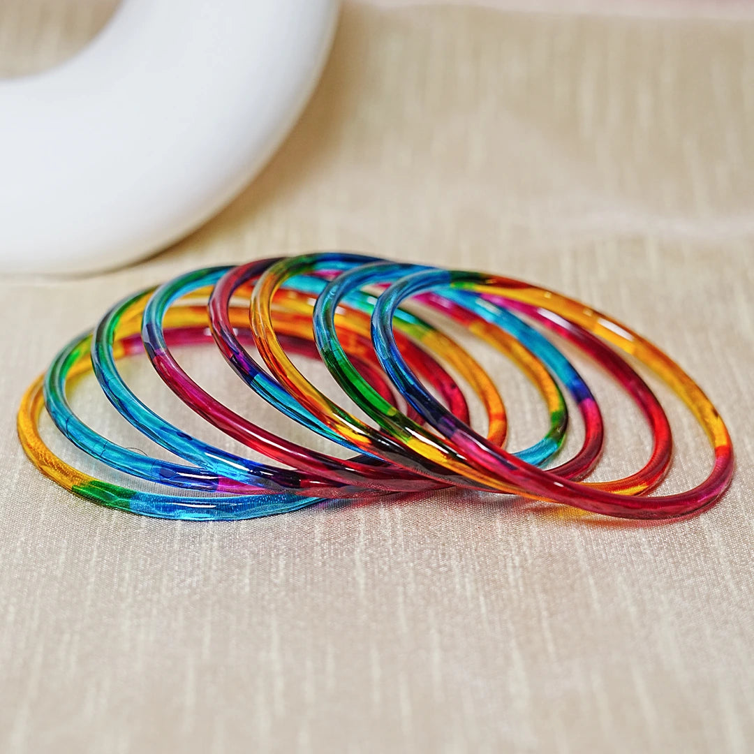 Trendy Acrylic Bangles Glossy & Smooth Finish for Women (Pack of 8)