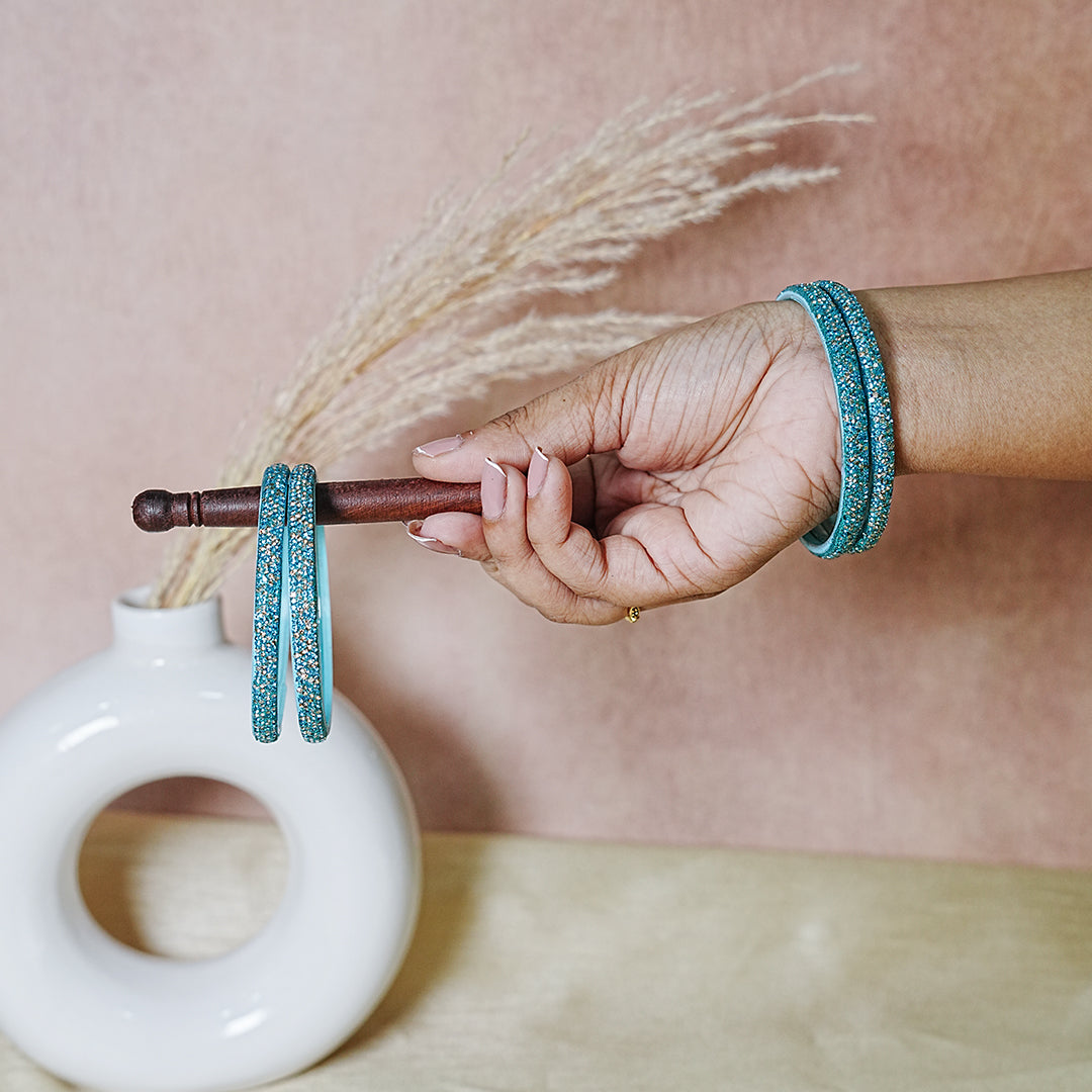 Handmade Beaded Work Glass Kada Bangles for Women & Girls (Pack of 4 Kada)