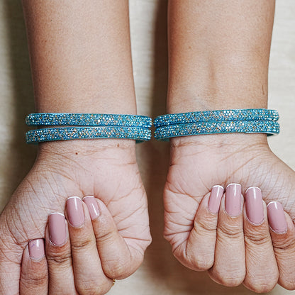 Handmade Beaded Work Glass Kada Bangles for Women & Girls (Pack of 4 Kada)