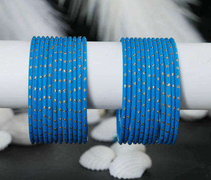 Firozi Dot Design Matte Finish Metal Bangle for Women & Girls (Pack of 24)