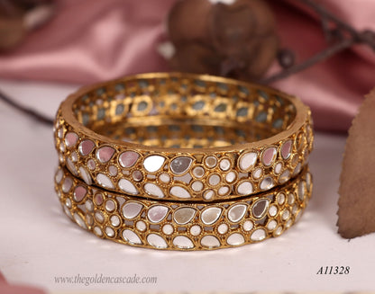 Ethnic Mirror Work Metal Kada For Women (Pack of 2)